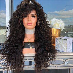 Shuwen Sintético Perucas de Cabelo Sintético 26 polegadas Long Wave Simulation Human Hair Wig Perruques de Chaveux Humanas em 10 Cores XY-C081 #