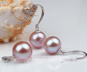 Frete Grátis conjunto de 8 MM Mar Do Sul NATURAL genuína rodada perfeito rosa pingente de pérola brinco