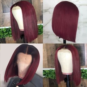 Straight Bourgogne Bob Lace Front Wigs 99J Lace Front Human Hair Wigs Brazilian Wig Pre-Plucked With Baby Hair Jazz Star Non-Remy