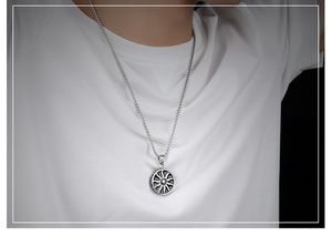 Wholesale- hip hop design stylish cool titanium steel Vintage Totem Sun God men pendant necklace 70cm chain