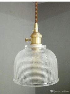 Art Deco Lattided Glass Pendant Light nórdico vintage de cobre lumin