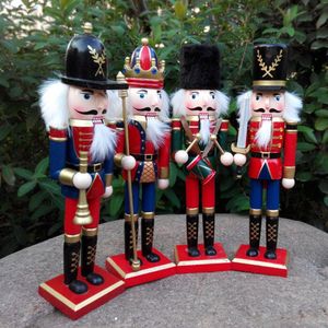 1ピース30cm手塗りの木製ナッツクラッカーの置物クリスマスの装飾品の人形友達や子供の装飾アクセサリー