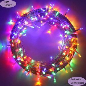 Christmas ao ar livre LED Luzes de corda 100 LEDs 10m / 33ft Dimmable String Fairy Luzes Transparentes String 8 Modos Para Quarto Pátio Garden Gate