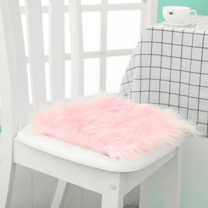 Hot Sale Faux Sheepskins Chair Cover 3 Färger Varm Hårig Ullmatta Sittplatta Lång hudpäls Vanligt Fluffy Area Mattor Tvättbara