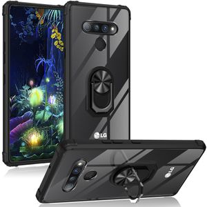 Transparenter, transparenter Kristall-Telefonhüllenring in Militärqualität mit Ständer für LG Stylo 6, LG K51