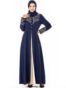 女性ダークブルーアバヤフェムムマスルマンパキスタンドバイトルコバングラデシュプラスサイズイスラム服カフンハイジャブイスラム教徒のドレス