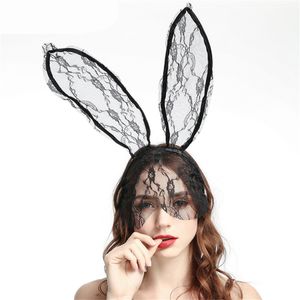 Kvinnors Lace Bunny Mask Headband Tillbehör Veil Masquerade Mask Halloween Party Mask Jul Appeal Uniform Tillbehör JK1909XB