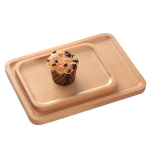 Rectangle Round Wood Divide Food Dishes Lunch Fruit Bread Snack Cake Tray Double Ear Handle Natural Wood Eco-friendly Plates VF1603