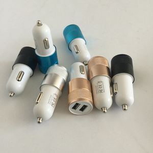 Araç Şarj Alüminyum alaşım Metal Çift USB Portu 5 V 2.1A + 1.0A Evrensel Akıllı Telefon için Küçük çelik tabanca Tasarım 100 ADET / GRUP