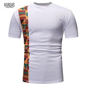 Kureas Men's African T-Shirt Dashiki Shirts Summer Short Sleeve O-Neck Tee Traditional Casual Tribal Fashion Tops