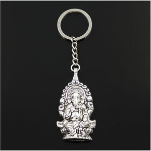 Ny mode Keychain 62x32mm Ganesha Buddha Elephant Pendants DIY Män Smycken Bil Key Chain Ring Holder Souvenir för gåva