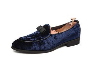 Kampanj Spring Party Wedding Shoes Europe Style Red/Black/Blue Velvet Slippers Driving Moccasins Loafers Axx540