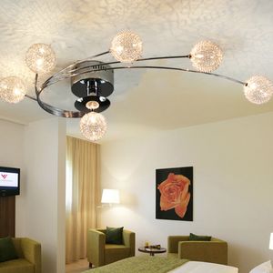 Illuminazione lampadario caldo Lampadario moderno a soffitto in filo di alluminio LED illuminazione cucina in vetro o paralume in cristallo K9 lustri