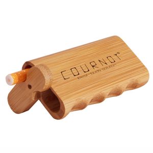 COURNOT Custodia in legno di bambù naturale con piroga in ceramica One Hitter Bat Pipe 78mm Filtri per sigarette Tubi Tubi per fumatori DHL libero