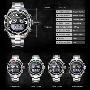 CWP 2021 Sinobi Men Watch Fashion Quartz Sports Zegarki Ze Stali Nierdzewnej Męskie Top Marka Luksusowy Biznes Wodoodporny nadgarstek