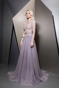 Ziad Naked Evening Dresses 2019 One Shoulder Appliqued Prom Dress Long Lace Formell Party Gowns Custom