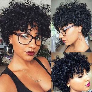 Cabelos humanos curtos brasileiros Afro Curly Wigs para mulheres negras Brizilian Funmi Bouncy Curl Wigs Non Wig Nature Color Spring Curls