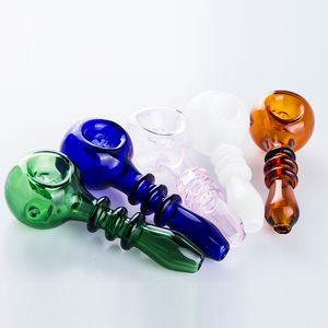 Wholesale tobacco pocket resale online - Approx mm Colorful Tobacco Pipe Pyrex Glass Spoon Pipes with Side Carb Hole Glass Pipe Dab Rig Snowflake Pocket Bubblers