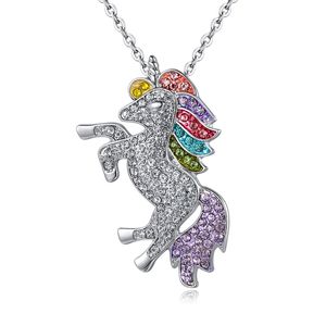 Hot Trendy Necklace For Women Children's day Baby Gifts High Quality Unicorn Animal Crystal Necklace Girls Rainbow Necklaces & Pendants