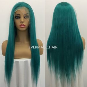 Ren Teal Full Lace Human Hair Wigs Silky Straight Brazilian Virgin Human Hair 150 Density Lace Front Wig med Baby Hair Glueless