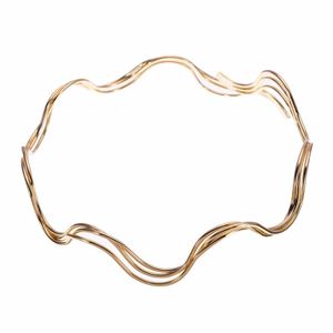 Fashion-Fashion Gold Silver Wave Chain Solid Alloy Bib Choker Statement Necklace Jewelry