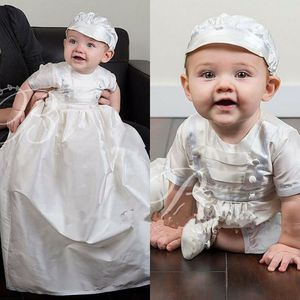 ボーイバプテスマ新しいドレス洗礼式パンツガウンズピース幼児数ヶ月のボンネット
