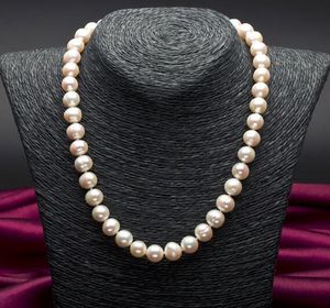 Collana di perle perle naturali d'acqua dolce quasi rotonde 10-11 grandi perle autentiche da donna