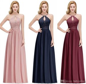 Menos de US $ 40 vestidos de dama de honra verão praia boho chiffon laço casamento convidado vestido de festa barato noite vestidos de baile cps1069