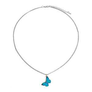 Clavicle Chain Blue Butterfly Hänge Halsband Koreansk Kostym Drag Queen Smycken 1 st för kvinnor