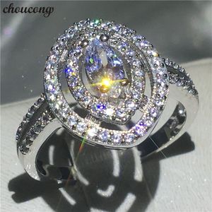 Choucong Kadın Benzersiz Promise Ring 925 ayar Gümüş Pırlanta Nişan Düğün Band Yüzükler Kadınlar Takı Için