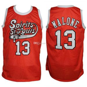 # 13 Moses Malone Spirits of St. Maglia da basket retrò Mens Ed Maglie con nome numero personalizzato