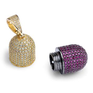 Collana di gioielli hip-hop di design di lusso in grado di aprire capsule ciondolo collana di rame zircone cubico ghiacciato staccabile unisex