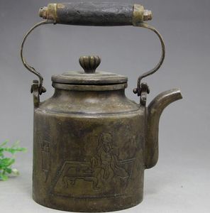 Antique copperware crafts wholesale brass old figure portable teapot copper pot home decoration ten years