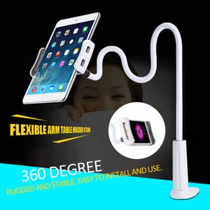 Freeshipping 360 degree Flexible Arm table pad holder stand Bed Desktop tablet mount for ipad support 4 to 10.5 inch tablet and phone