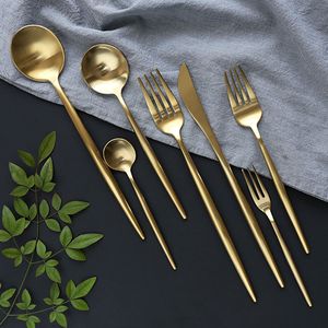 Stainless Steel Tableware Gold Knife Meal Spoon Fork Chopsticks Coffee Spoon Flatware Exquisite Western Dinner Dessert Cutleries VT1000 DO