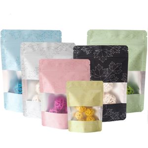 16 * 23 + 4cm 100 pcs engrossar janela clara várias cores pacote bolsa de vedação zip bloqueio de papel de vedação pacote bolsa bolsa de alimentos doypack