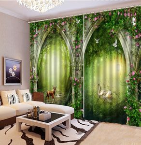 3Dカーテンファンタジーフォレストリンルフラワーアーチ3Dアニマルカーテンリビングルームベッドルーム美しい実用的な遮光カーテン