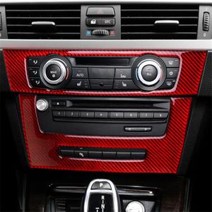 Araba Styling BMW E90 E92 için Karbon Fiber Trim E93 2005-2012 İç Konsol Klima CD Çerçeve Dekorasyon Kapak Çıkartmalar