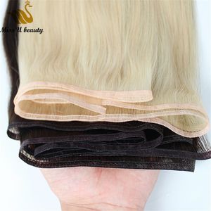 New Arrival Flat Weft Hair Extensions Cuticle Aligned Remy Human HairWeaves Light Thin Breathable Black Brown Color 100gram