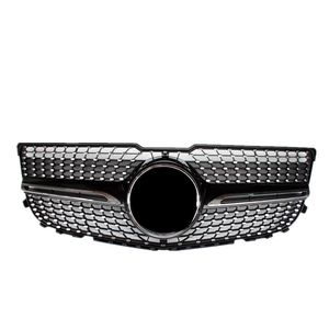 1 Piece Top quality GT Style Black Mesh Grilles Replacement Diamond Model Silver Front Racing Grill Grille 2012-2014 For GLK X204