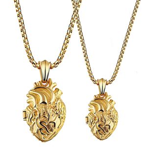 Vintage Openable Heart Organ Pendant Necklaces Jewelry Stainless Steel Men Women Lover Gift Couple Jewelry