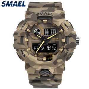 Smael Brand Fashion Camouflage Military Digital Quartz Watch Men Waterproof Shock Outdoor Sports Watches Mens Relogio Masculino Y19052103