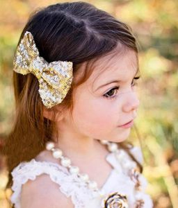 2020 Baby Barrettes Nya Europa och söta tjejer barn paljetter hairpin stora båge hår smycken 11 färger