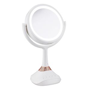 Portátil Bluetooth Music Player LED Dual Sidilded 360 Vanity Maquiagem Espelho Espelho de Barbear Espelho 5x Lupa