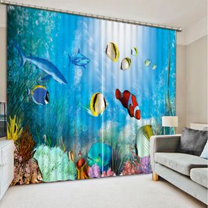 Curtains with European octopus and small animals Luxury Blackout 3D Window Curtain Living Room Bedroom Drapes Cortina Customized size
