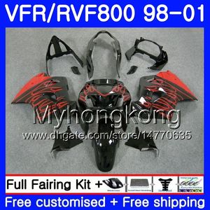 Kırmızı alevler HONDA Interceptor VFR800R VFR800 için yeni gövde 1998 1999 2000 2001 259HM.21 VFR 800RR VFR 800 RR VFR800RR 98 99 00 01 Fairing kit