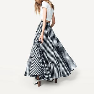 Kjolar wbctw vintage långa röda rutiga kvinnor kjolar aline stil maxi sommar vårparty runway faldas mujer plus size hög midje kjolar j1