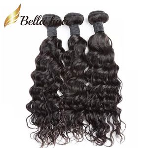 Bella Hair® 8 ~ 30 inç Malezya Gevşek Kıvırcık Örgü Demetleri 3 adet / grup Çift Atkı Doğal Renk İnsan Saç Uzantıları Gevşek Kıvırmak Yaklaşık 300 gram