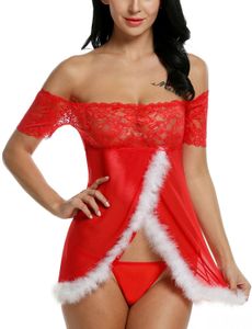 WEIHNACHTSdamen-reizvolle Weihnachtsmann-rote Spitze-Wäsche-Frauen-Babydoll-Unterwäsche XS-M #R45