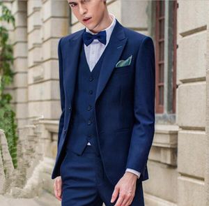Wholesale royal blue tux resale online - XLY Royal blue men suits handsome groom wedding suits custom made slim fit groomsman Tuxedos leisure tux Jacket Pants vest Male Blazer